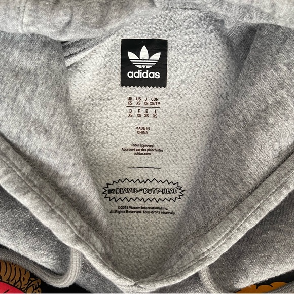 Adidas x Beavis & Butthead Limited Edition Graphic Hoodie Gray XS - Picture 5 of 5